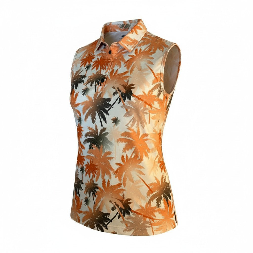 Tropical Sunset Ladies Sleeveless Polo